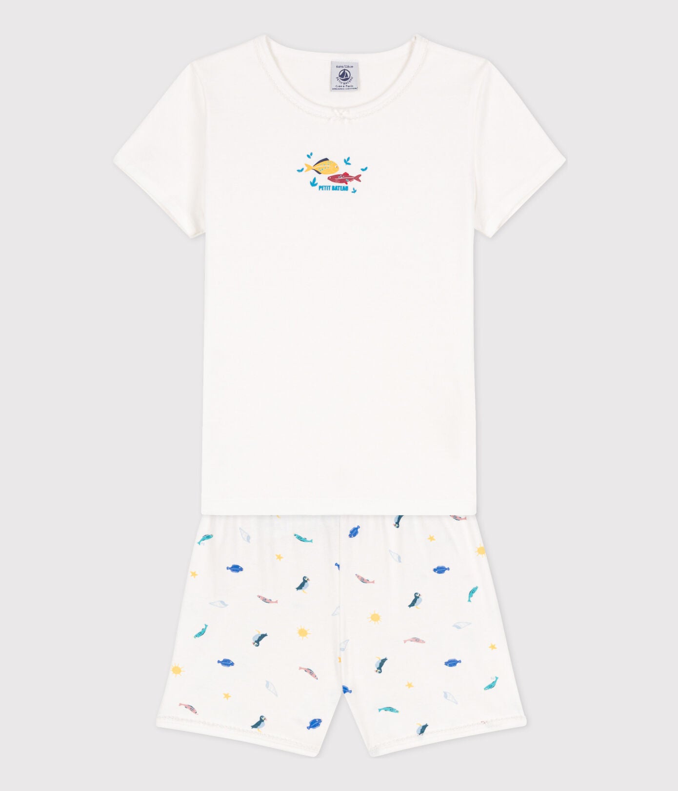 Girls ' Sea life Themed Short Cotton Pyjamas | cotton | girls | petit bateau | pjs