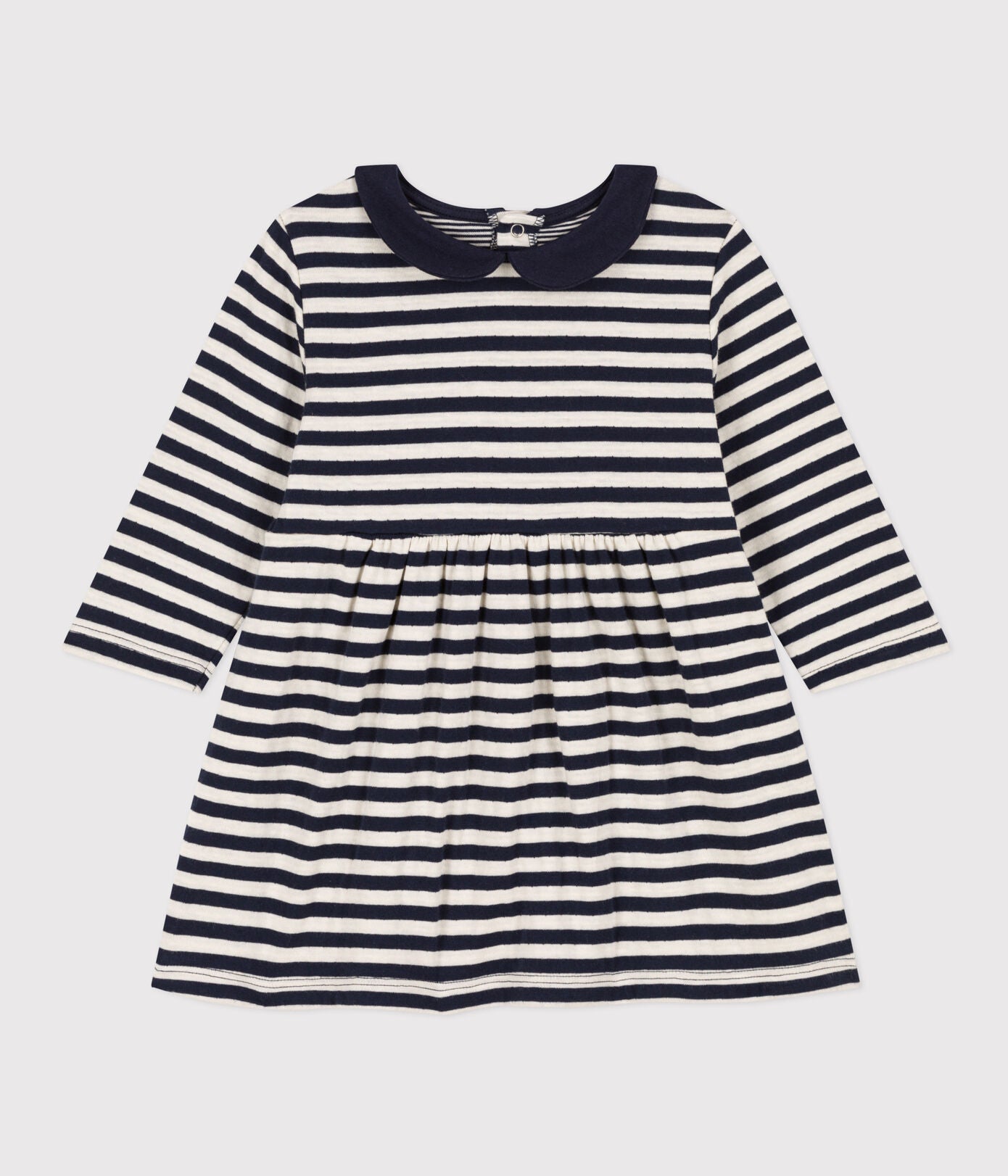 Babies' Long-Sleeved Stripy Tube-Knit Dress | baby girl | cotton | COTTON DRESS | daywear | dress | dresses | girls | petit bateau | petitbateau | WINTER