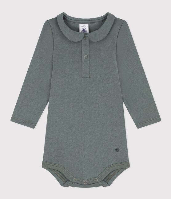 Babies' Long-Sleeved Cotton Bodysuit With Collar | baby boy | baby girl | baby girl body suits | babyboy bodysuit | bodysuit | bodysuits | cotton | COTTON BODYSUITS | daywear | LONG-SLEEVED ORGANIC COTTON BODYSUIT | petit bateau | petitbateau | Unisex