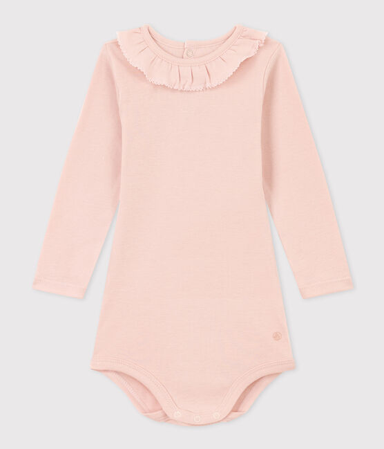 Babies' Long-Sleeved Cotton Bodysuit With Ruff Collar | baby girl | bodysuit | bodysuits | cotton | COTTON BODYSUITS | daywear | LONG-SLEEVED ORGANIC COTTON BODYSUIT | petit bateau | petitbateau