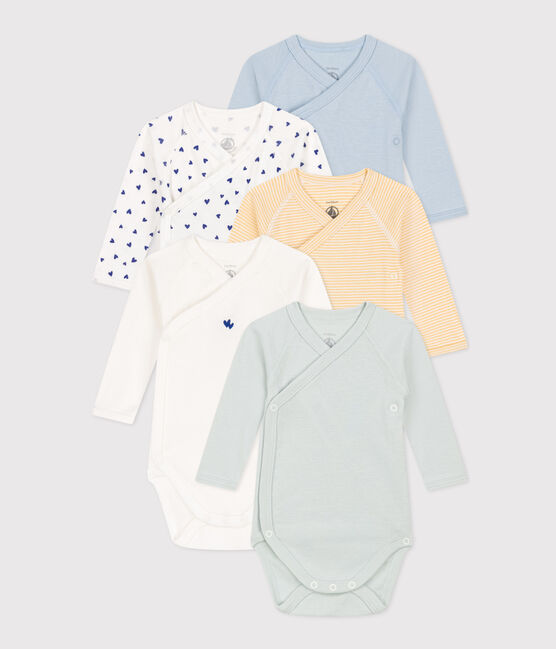 Long-Sleeved Wrapover Cotton Bodysuits - 5-Pack | - 5-Pack | - Pack Of 5 | 100% Cotton | baby boy | baby girl | cotton | petit bateau | petitbateau | Unisex