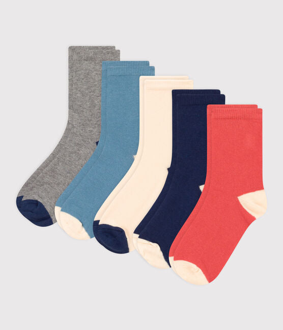 Children's Plain Unisex Socks - 5-Pack | - 5-Pack | boys | cotton | petit bateau | petitbateau | Plain | Socks | Unisex