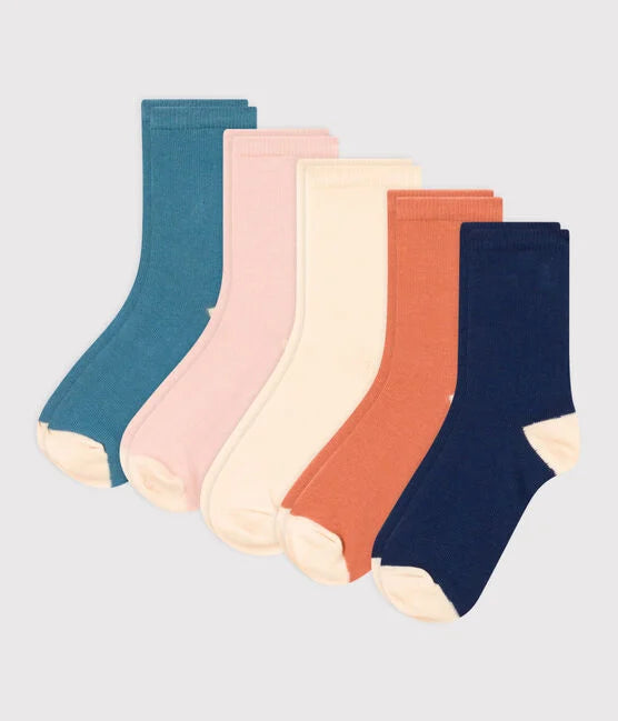 Children's Plain Unisex Socks - 5-Pack | - 5-Pack | boys | cotton | girls | petit bateau | petitbateau | Plain | Socks | Unisex