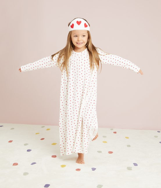 Girls' Velour Nightdress and Heart Tiara | cotton | girls | nightdress | nightwear | petit bateau | petitbateau | WINTER