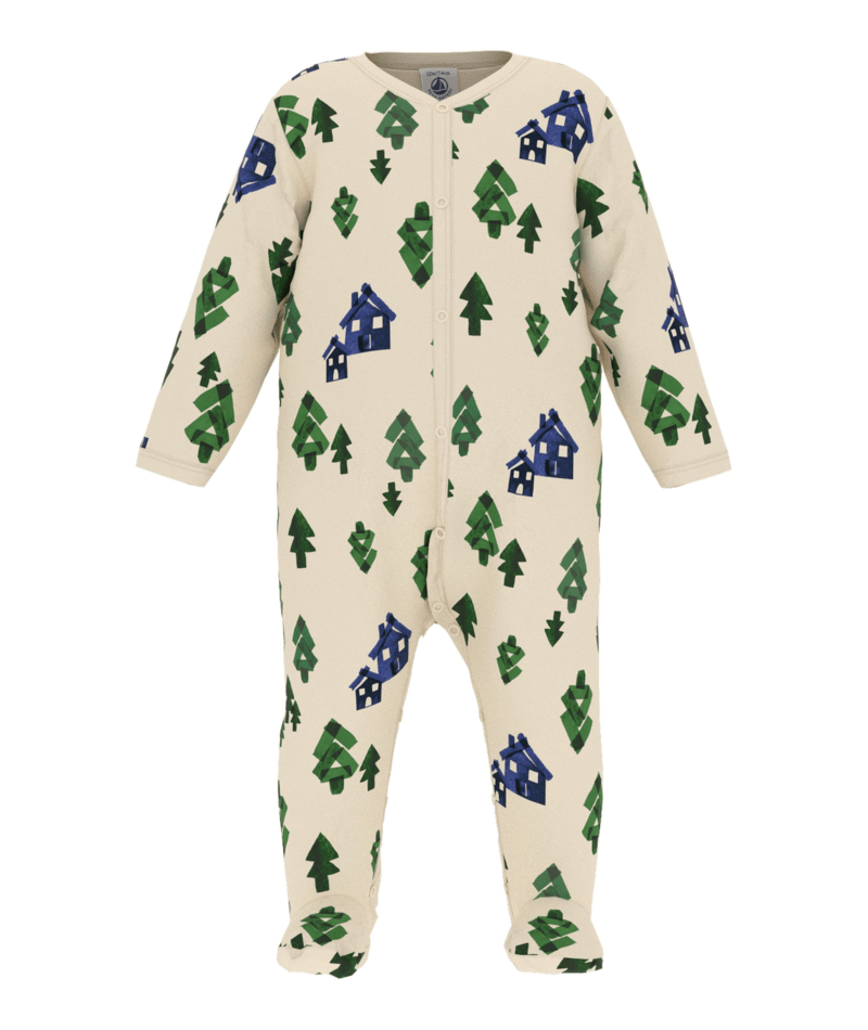 Babies' Tree Patterned Fleece Pyjamas | baby boy | baby girl | cotton | fleece | petit bateau | petitbateau | pyjamas | WINTER