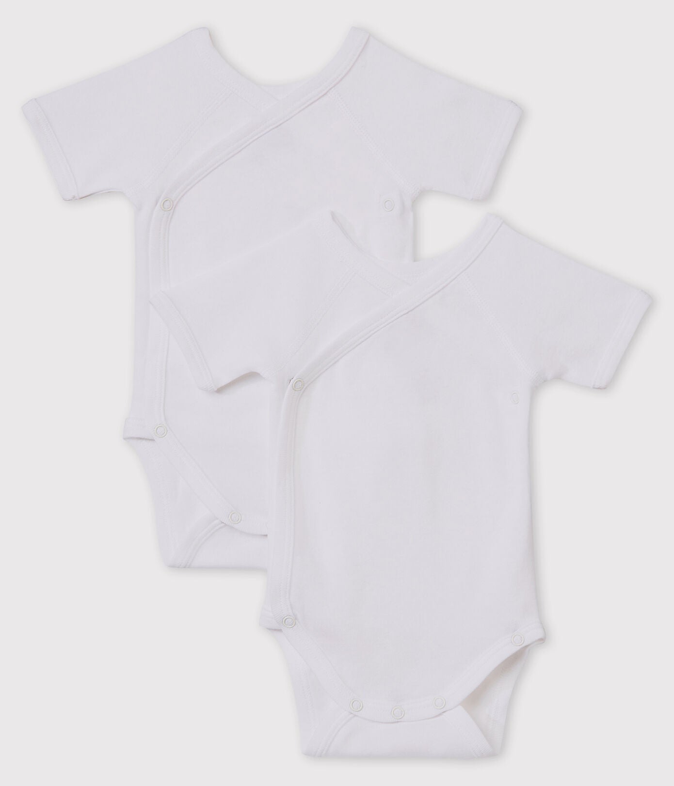 Set of 2 babies' white short-sleeved newborn bodysuits | cf-size-12m | cf-size-1m | cf-size-3m | cf-size-6m | cf-size-nai | essential | essentials | petit bateau | petitbateau | undershirts | white