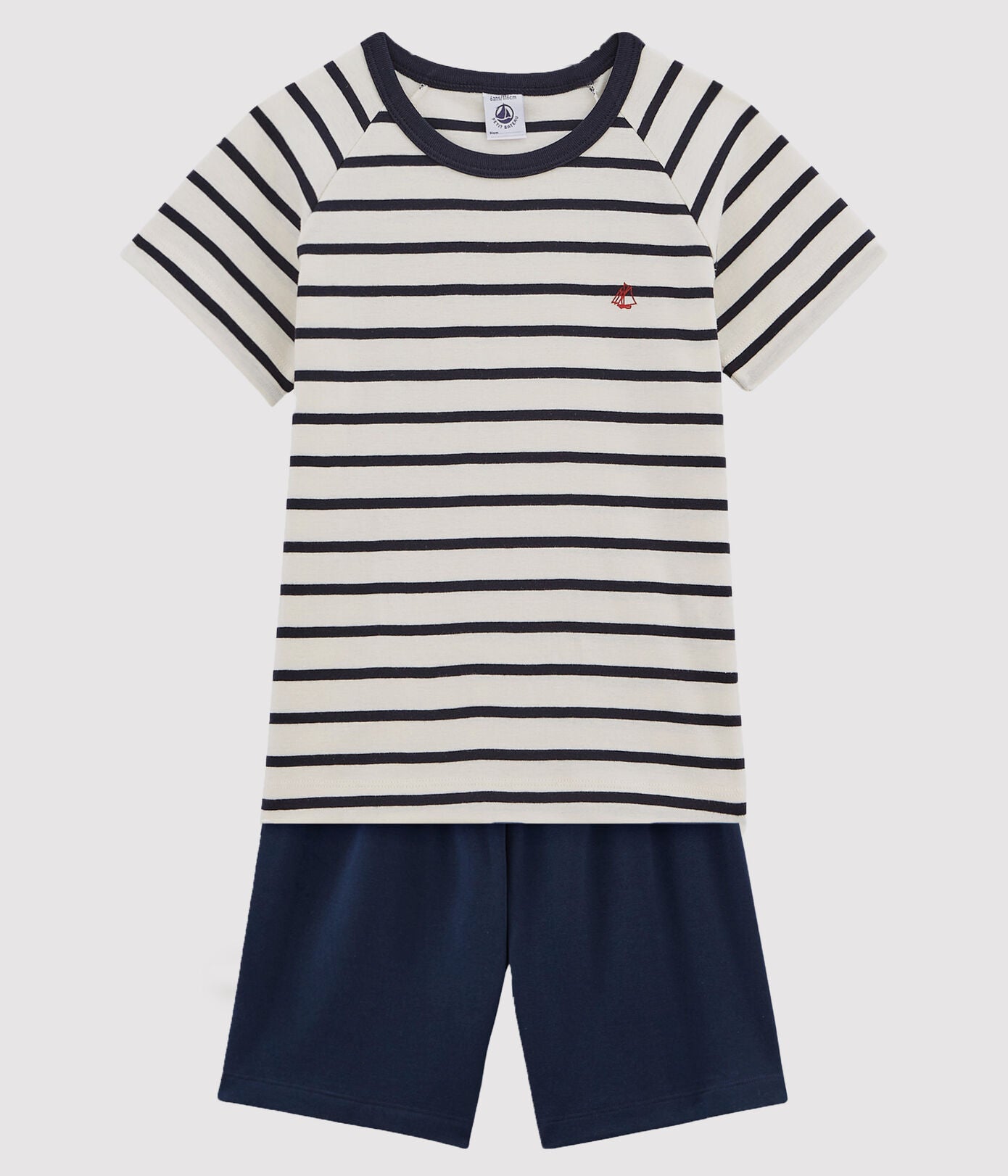 Boys Short Cotton Pyjamas With Sailor Stripes | Cotton Pyjamas With Sailor Stripes | daywear | petit bateau | petitbateau