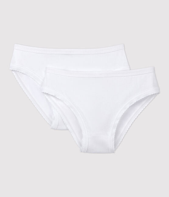 Girls' White Knickers - 2-Pack | cotton | daywear | girls | Knickers | petit bateau | petitbateau | underwear | white