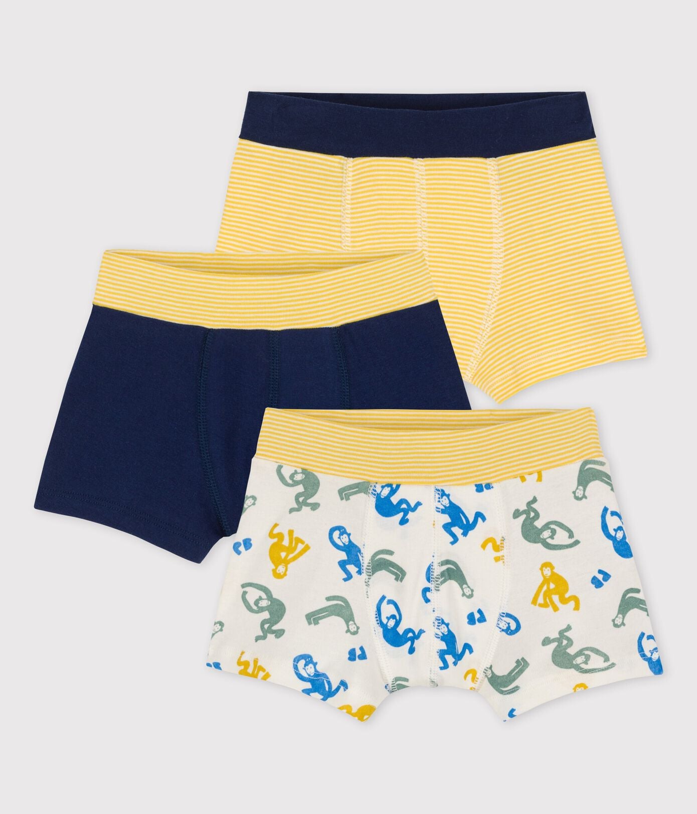 Boys' Monkey Print Cotton Boxer Shorts - 3-Pack | 100% Cotton | boxer | Boxer Shorts | boxers | boys | cotton | Organic Cotton | petit bateau | petitbateau