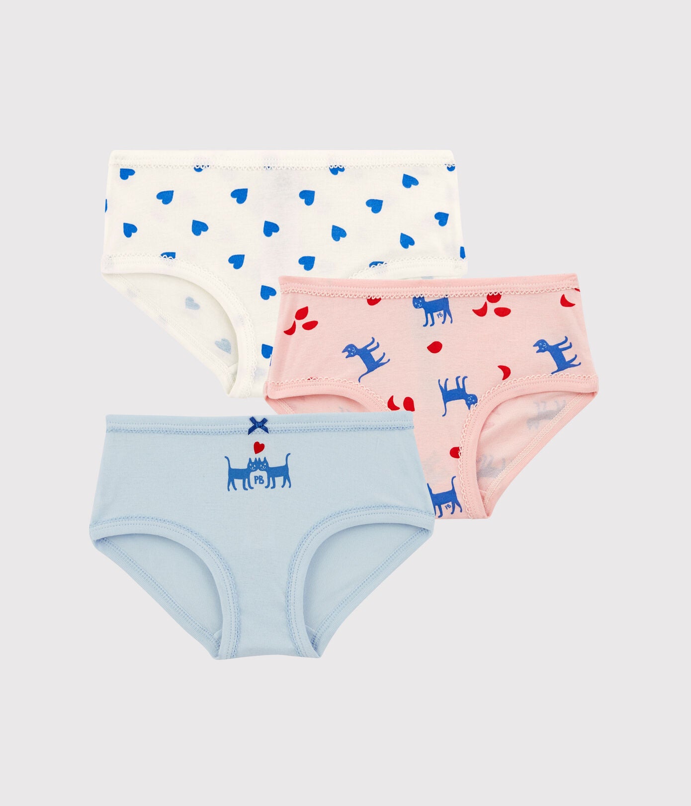 Girls' Cat Themed Cotton Briefs - 3-Pack | 100% Cotton | cotton | girls | Organic Cotton | petit bateau | petitbateau | underwear