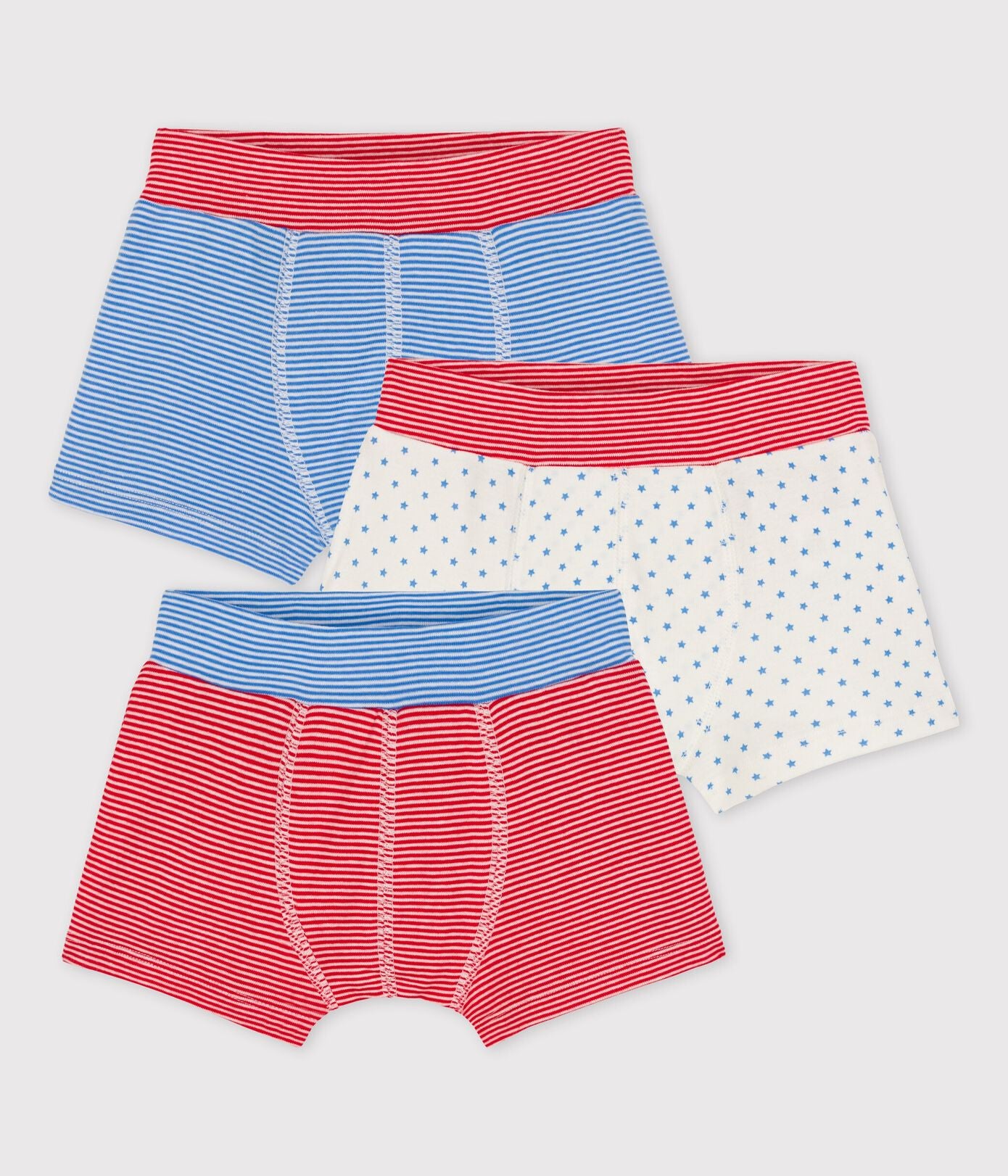 Boys' Pinstriped Organic Cotton Boxer Shorts - 3-Pack | boxer | Boxer Shorts | Boxer Shorts - 3-Pack | boxers | boy | boys | cotton | COTTON BOXER SHORTS | petit bateau | petitbateau