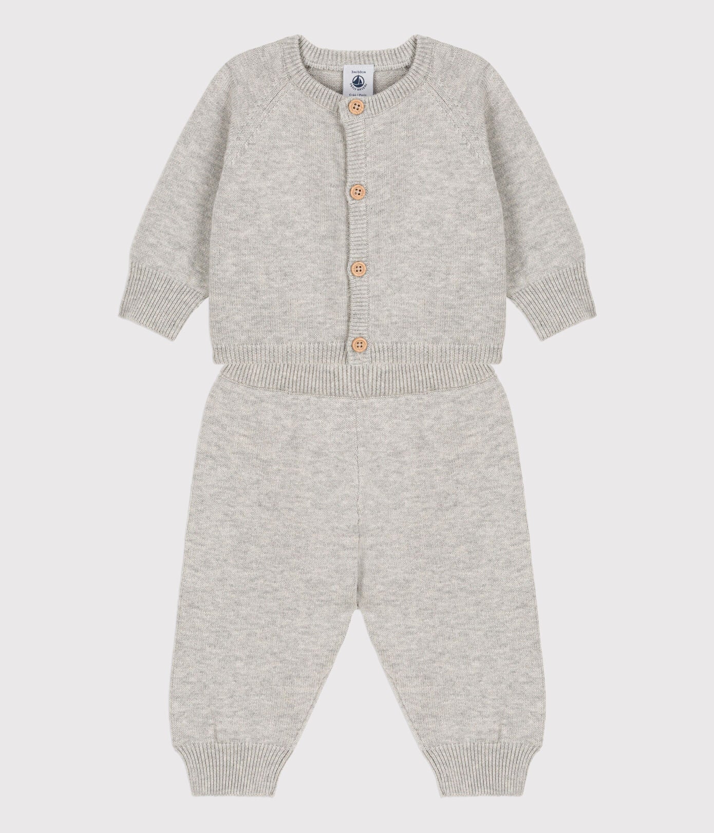 Babies' Wool/Cotton Knit Clothing - 2-Piece Set | baby boy | baby boy daywear | Baby Boys | baby girl | baby girl daywear | baby girls | daywear | petit bateau | petitbateau | set | winter | wool