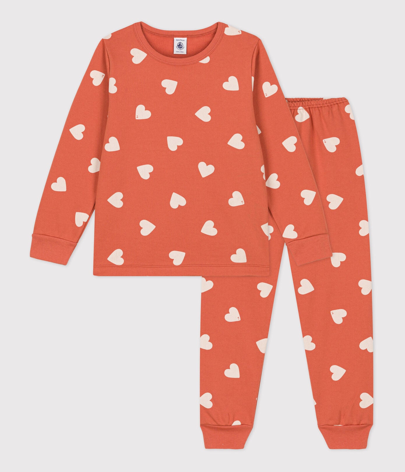 Girls' Heart Patterned Fleece Pyjamas | petit bateau | petitbateau | pyjamas