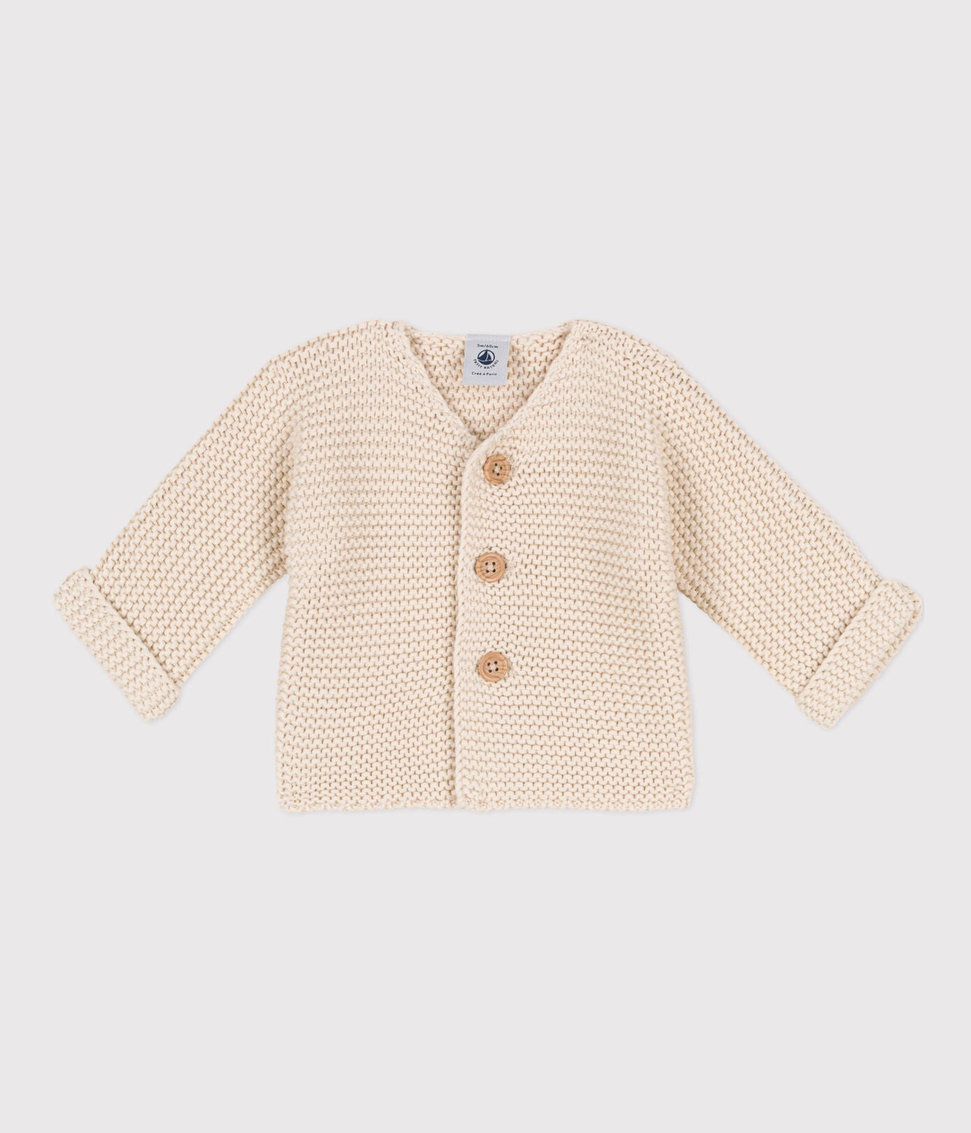 Babies' Moss Stitch Cotton Cardigan | baby boy | baby girl | cardigan | cardigans | cotton | Cotton Cardigan | daywear | girls | petit bateau | petitbateau | Plain Cotton Cardigan