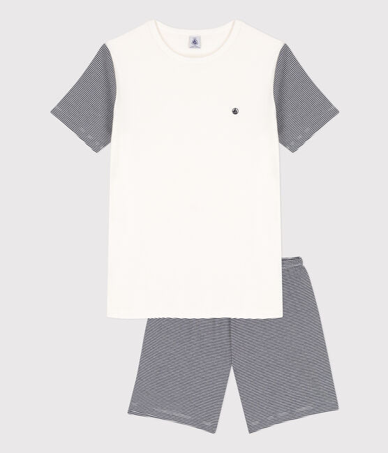 Boys' Pinstriped Short Cotton Pyjamas | boys | cotton | petit bateau | petitbateau | Pinstriped | Pyjamas | Short | summer